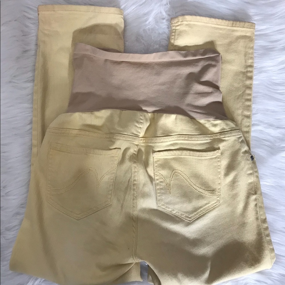 🟢Classic Concepts Yellow Maternity Crop Jeans S
